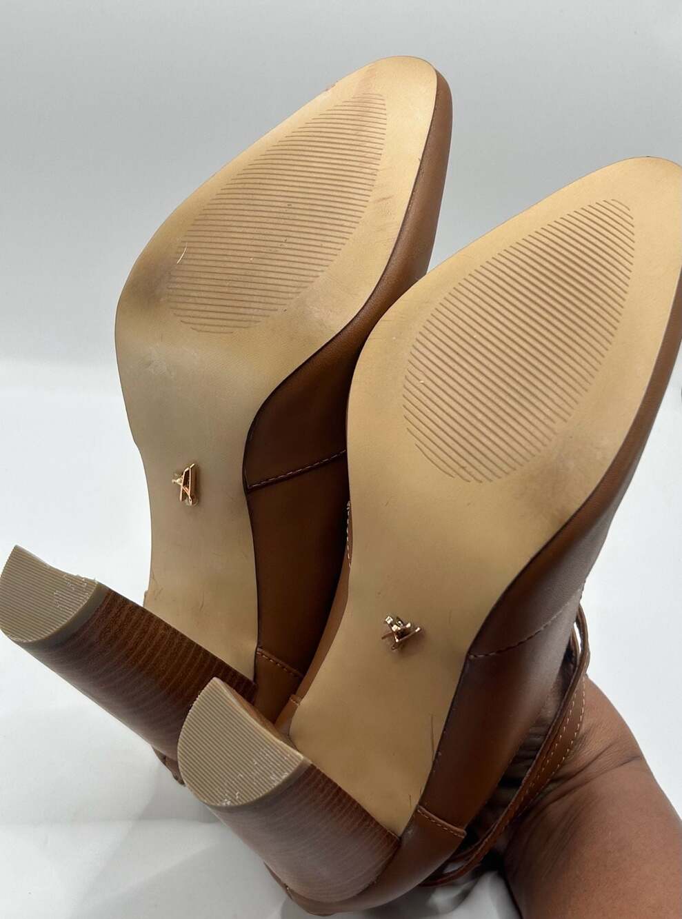 Hal Rubenstein Cognac Brown Cutout Block Heel Booties Women’s Size 9M - Picture 5 of 8